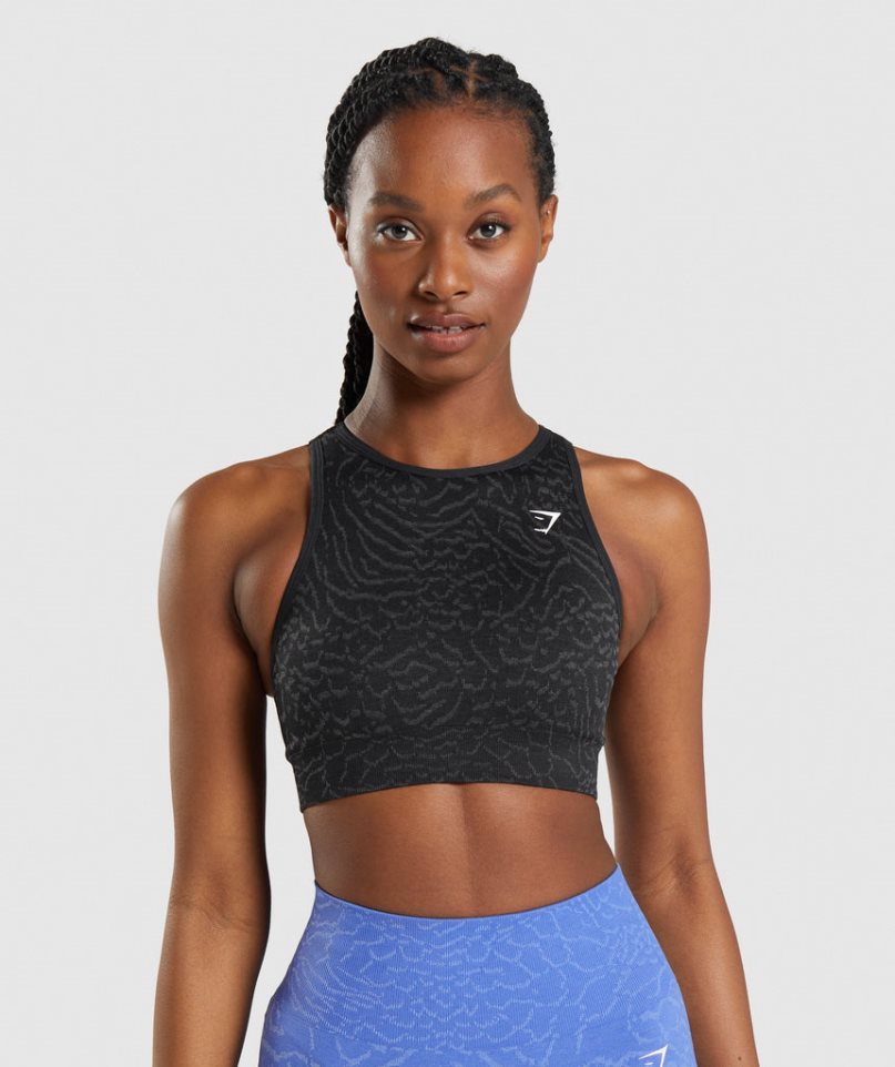 Women\'s Gymshark Adapt Animal Seamless Sports Bra Black | CA N6D7A0